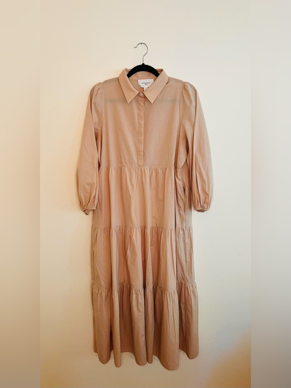 Tuckernuck Pomander Place Beige Tiered Collar Maxi Dress